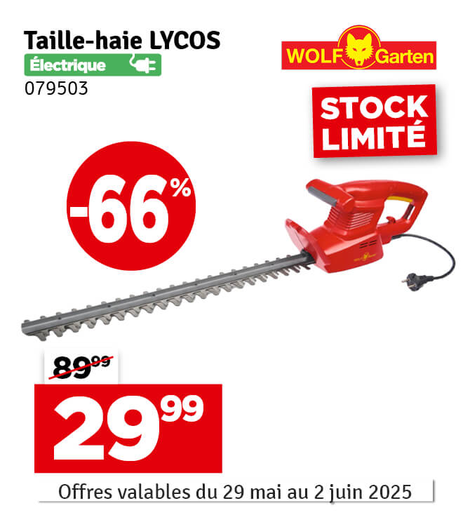 Taille-haie électrique Lycos E/500 H 500 W 55 cm WOLF-GARTEN
